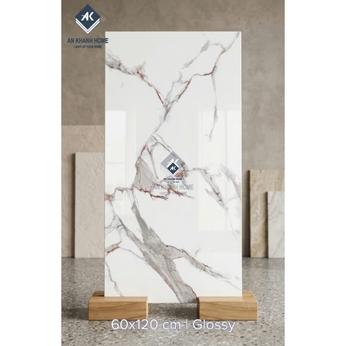 Gạch ốp lát 60x120 vân đá Marble nâu trắng xám bóng kính