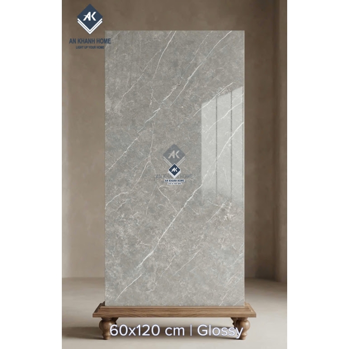 Gạch ốp lát ấn độ 60x120 màu xám vân trắng bóng kính