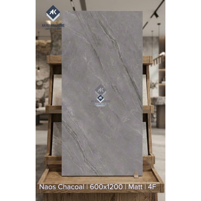 Gạch ốp lát ấn độ 60x120 Naos Charcoal xám mờ vân đá Marble