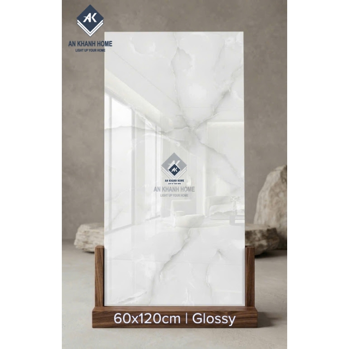 Gạch ốp lát ấn độ 60x120 trắng Onyx vân đá bóng kính
