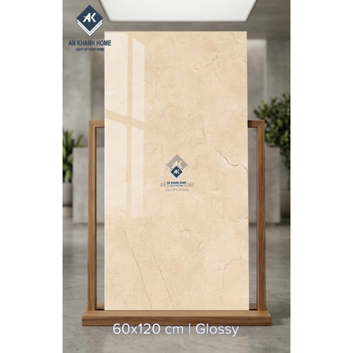 Gạch ốp lát ấn độ 60x120 vàng kem bóng kính