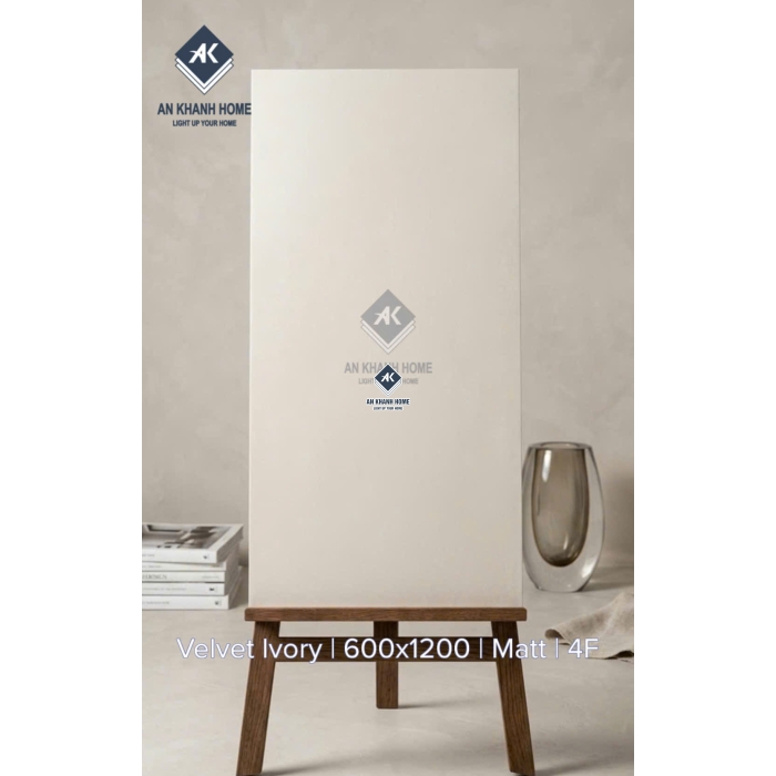 Gạch ốp lát ấn độ 60x120cm đá mờ màu kem ấm Velvet Ivory 