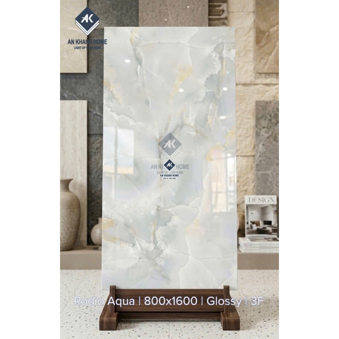 Gạch ốp lát ấn độ 80x160 bóng kiếng xanh vân đá Onyx cao cấp