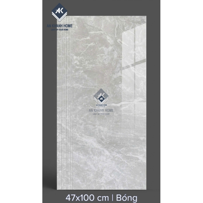 Gạch ốp lát cầu thang 47x100cm xám vân đá bề mặt bóng