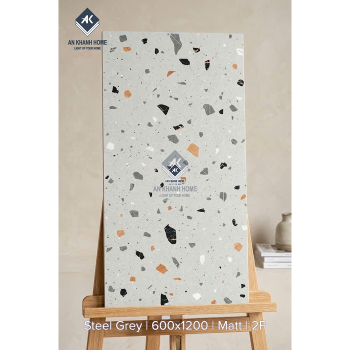 Gạch Terrazzo 60x120 SteeL Grey nhập khẩu ấn độ