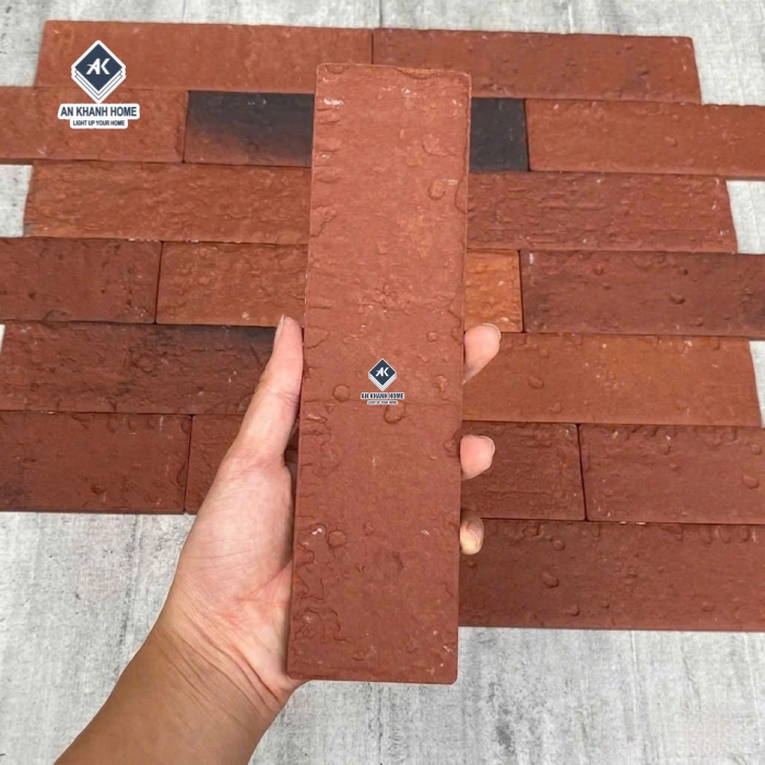Gạch thẻ giả cổ trung quốc bề mặt nhám lõm màu đỏ gạch nung