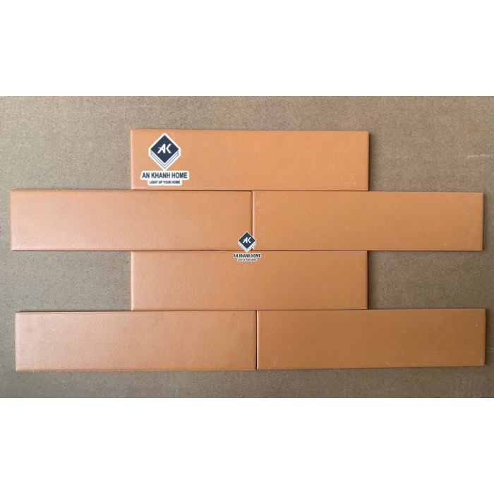 Gạch thẻ giả cổ vàng cam đất 6x24cm trung quốc