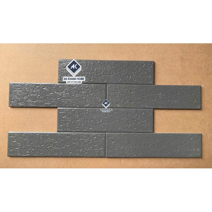 Gạch thẻ trung quốc giả cổ 6x24cm bề mặt màu xám đậm