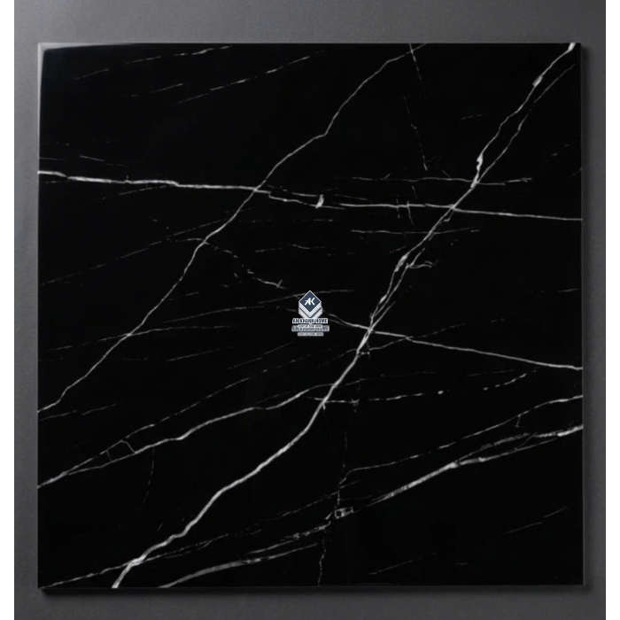 Gạch trung quốc 100x100 cm màu đen vân tia chớp trắng Black Maquina siêu bóng