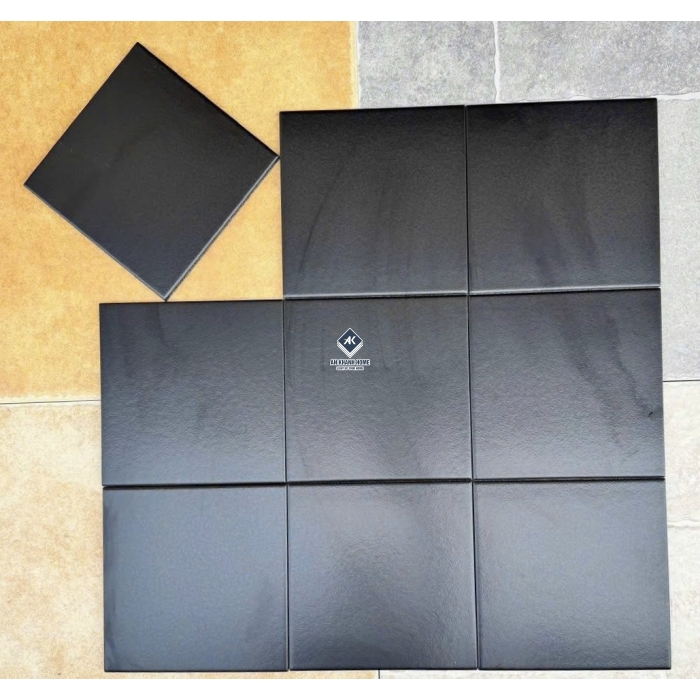 Gạch bông xương đá 20x20cm đơn sắc màu đen mờ