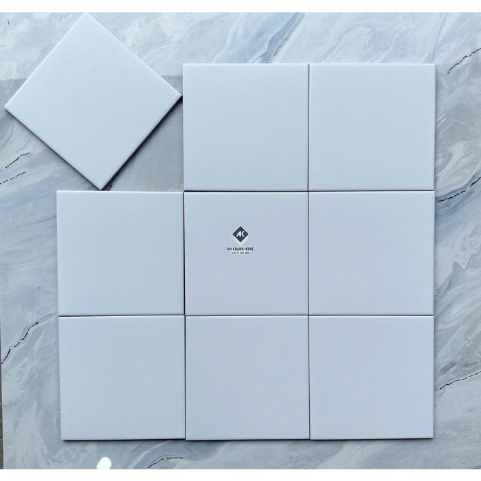 Gạch bông 20x20cm xương đá màu trắng mờ đơn sắc
