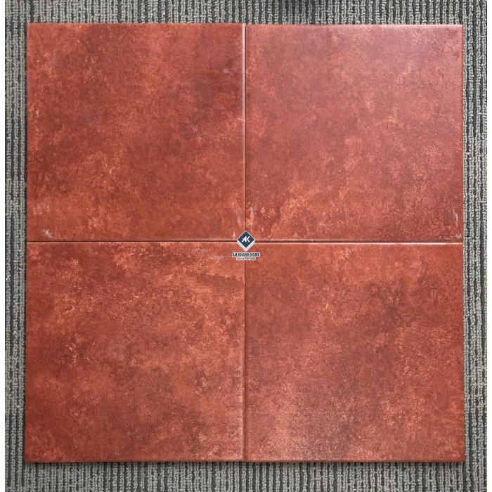 Gạch bông 20x20 màu đỏ đô trầm vân loang bề mặt mờ