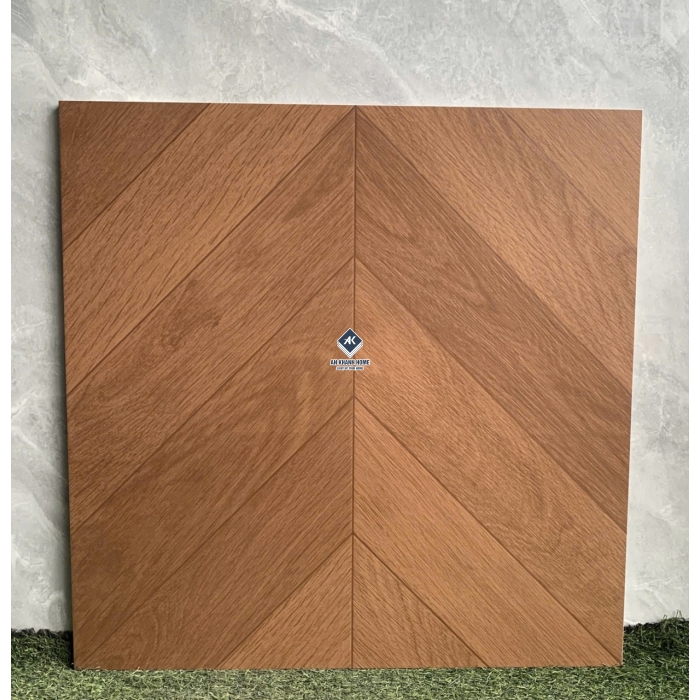 Gạch giả gỗ vân xương cá màu nâu đỏ 60x60 trung quốc