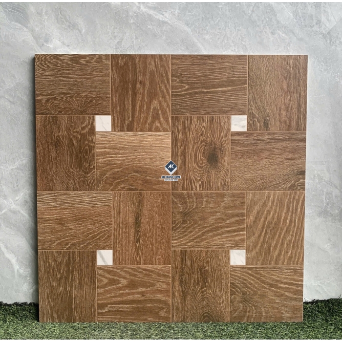 Gạch giả gỗ 60x60 ghép khối vuông marble trắng             