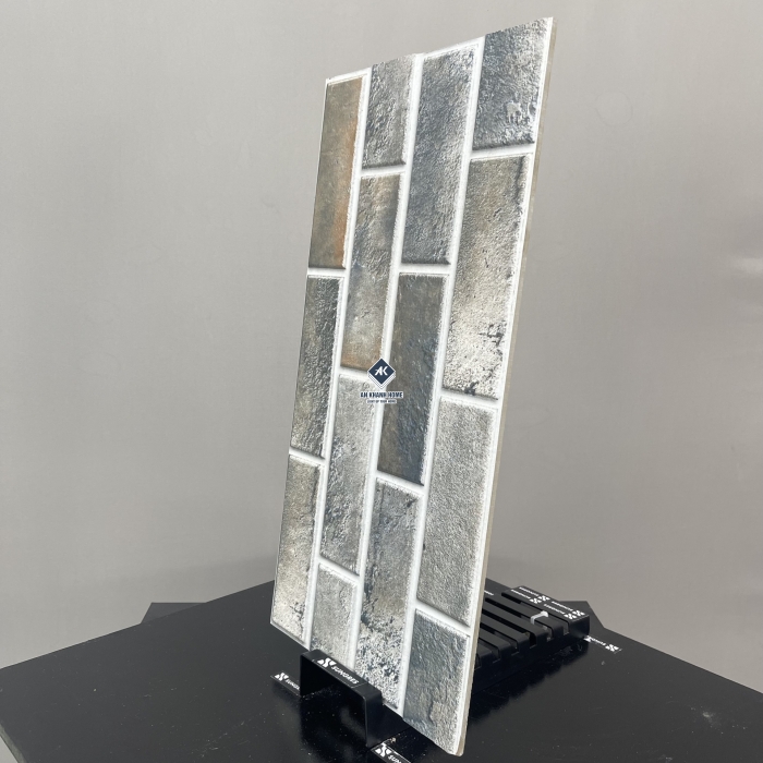 Gạch 30x60 Ấn Độ hoạ tiết gạch thẻ vân đá màu xám nâu sần nổi 3D