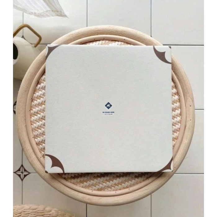 Gạch Bông Trắng Kem Hoạ Tiết Louis Vuitton Bề Mặt Mờ