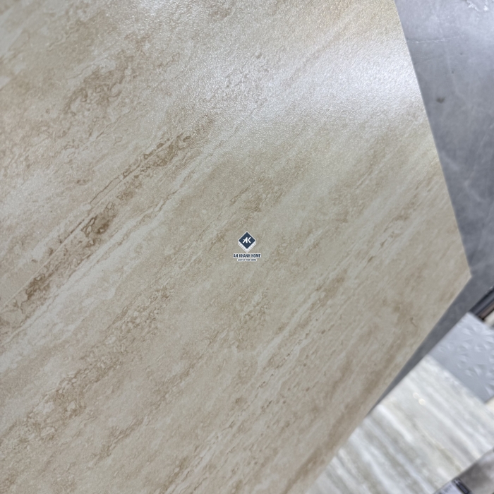 Gạch 60x60 vân travertine màu kem vàng mờ 