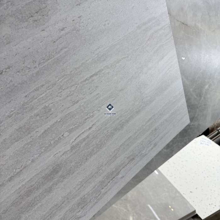 Gạch 60x60 vân travertine màu xám nhạt mờ 