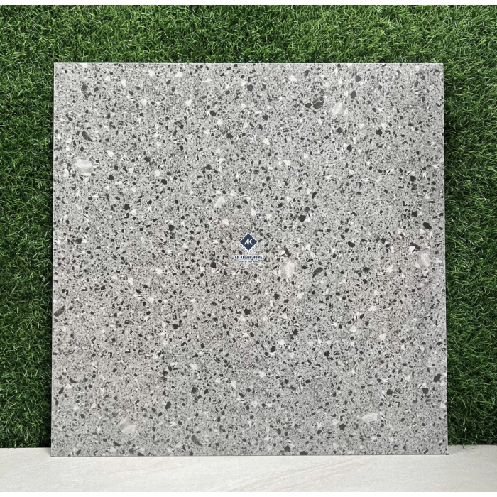 Gạch 60x60 terrazzo màu xám đậm hạt nhỏ màu xám mờ