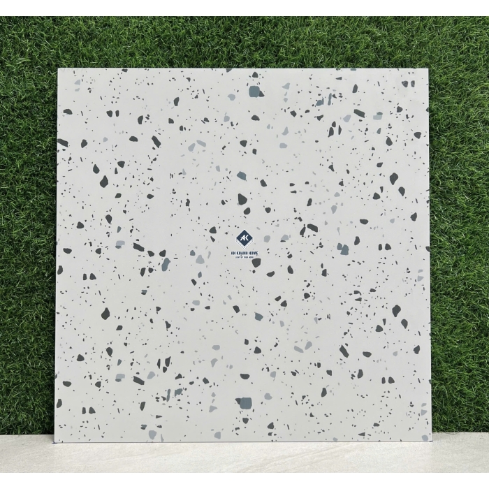 Gạch 60x60 terrazzo màu trắng hạt màu xanh xám đen mờ