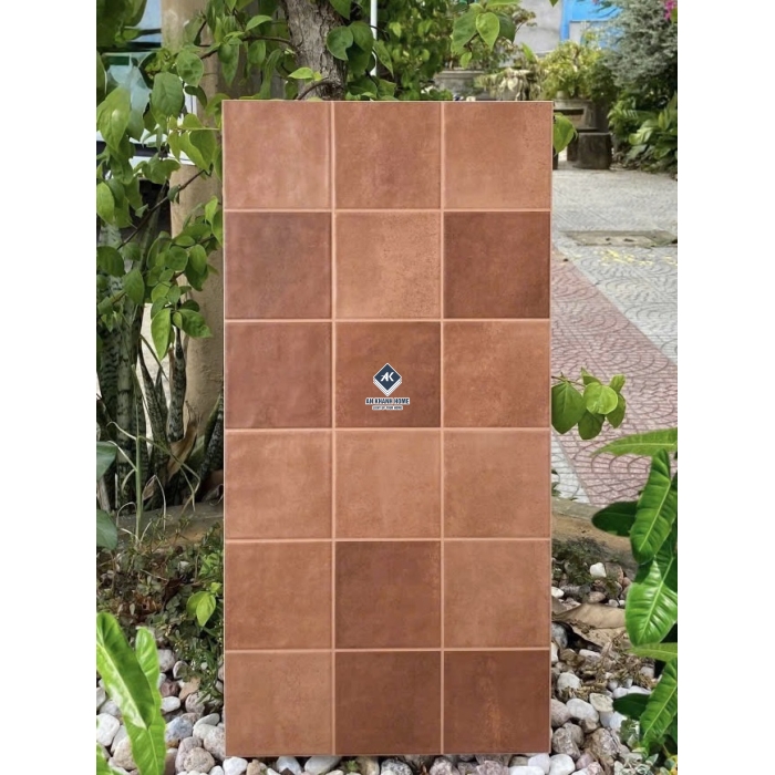Gạch 30x60 giả thẻ vuông màu nâu đỏ màu cánh dán hiệu ứng màu ngẫu nhiên bề mặt sóng