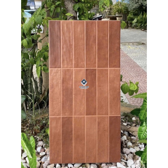 Gạch 30x60 giả thẻ chữ nhật màu nâu cổ - nâu cánh gián hiệu ứng màu ngẫu nhiên bề mặt sóng