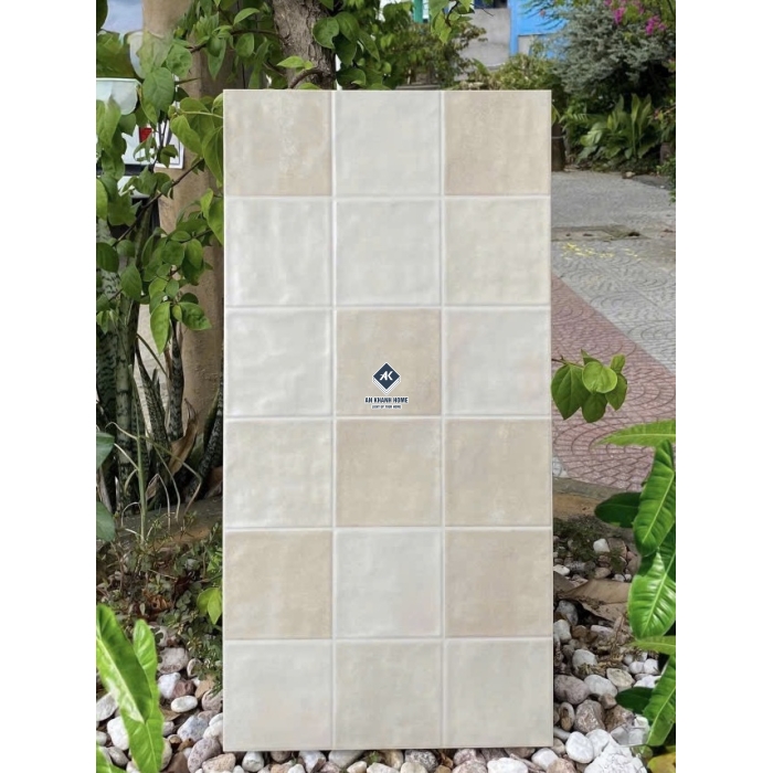 Gạch 30x60 giả thẻ vuông màu trắng kem  hiệu ứng màu ngẫu nhiên bề mặt sóng
