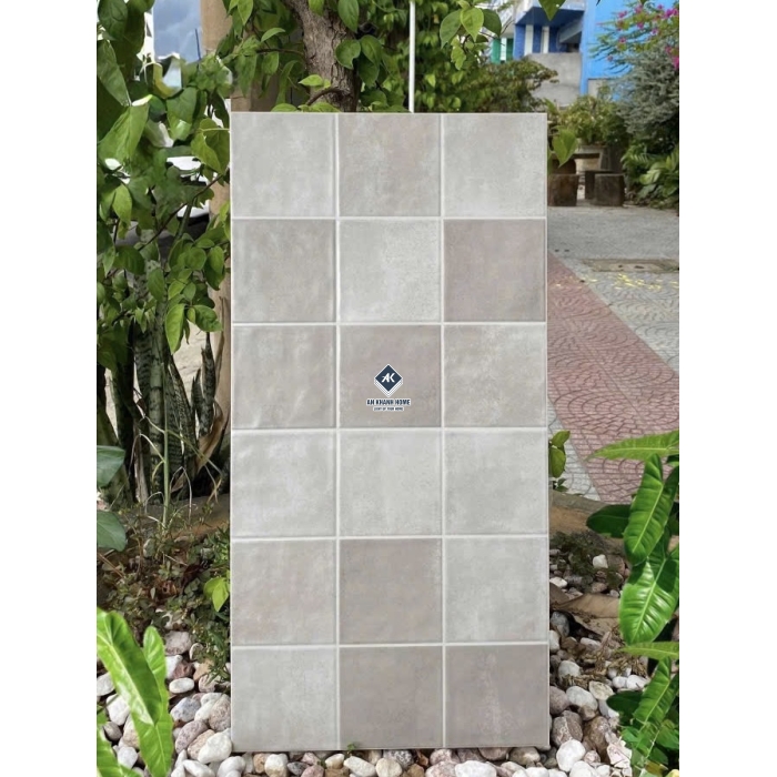 Gạch 30x60 giả thẻ vuông màu xám kem hiệu ứng màu ngẫu nhiên bề mặt sóng