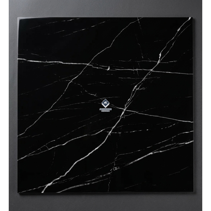 Gạch 100x100 cm màu đen vân tia chớp trắng black maquina siêu bóng