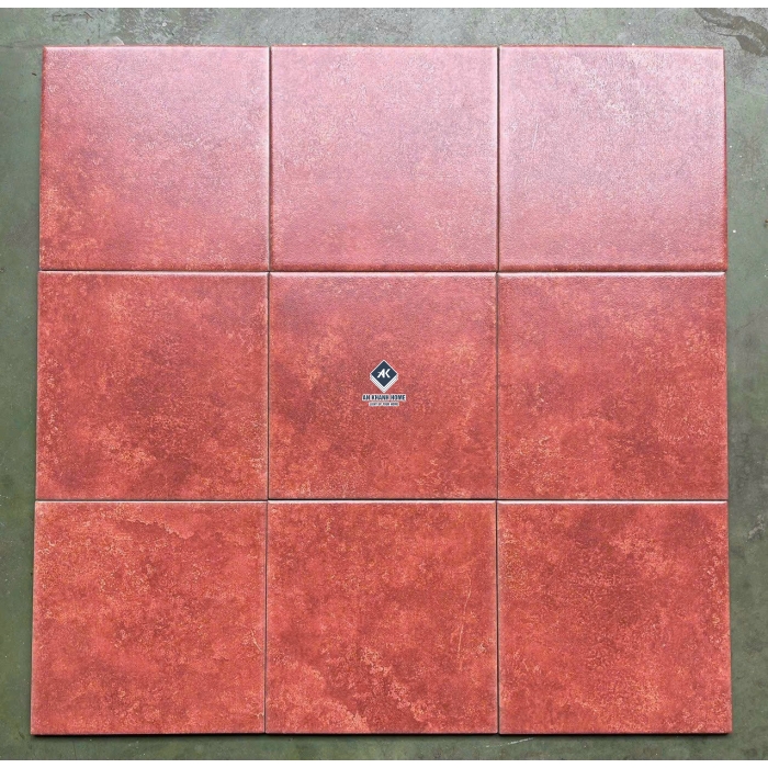 Gạch bông 20x20 màu đỏ đô trầm vân loang bề mặt mờ