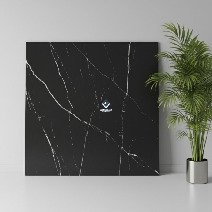 Gạch 60x60 màu đen vân tia chớp trắng bề mặt mờ