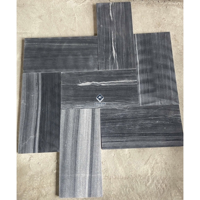 Đá sọc dưa đen màu xám đậm bề mặt mài hone