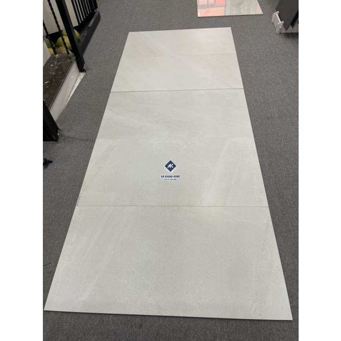 Gạch 60x120 Ấn Độ màu trắng kem vân đá xen hạt Burlington White bề mặt mờ