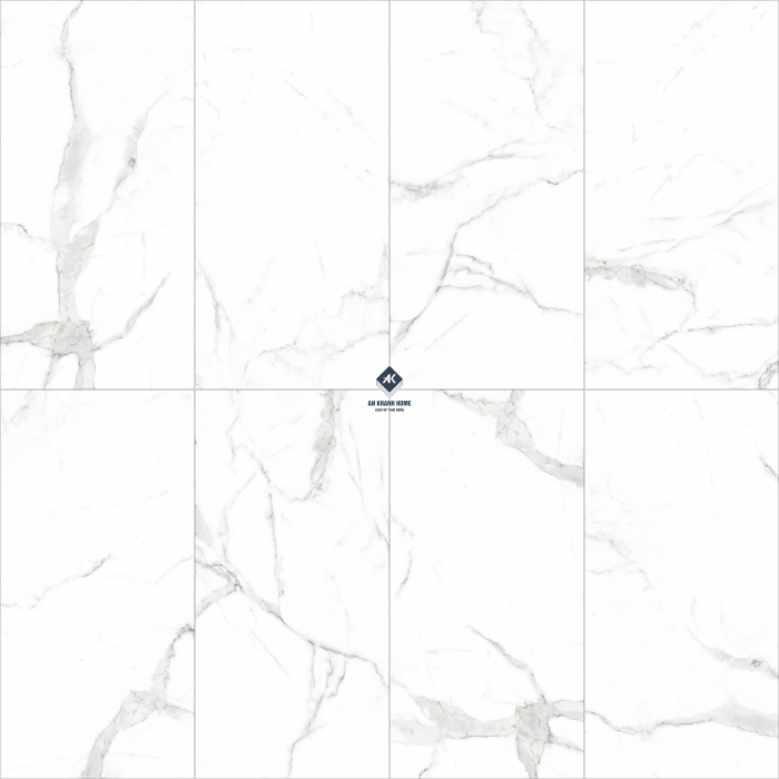 Gạch 60x120 Ấn Độ màu trắng vân mây xám Statuario Silver bề mặt mờ