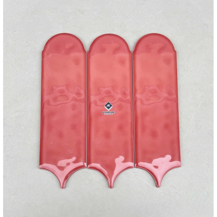 Gạch thẻ lông vũ màu hồng bề mặt bóng gợn sóng