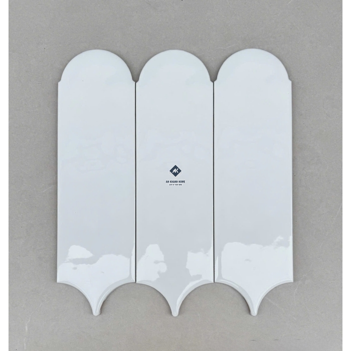 Gạch thẻ lông vũ màu trắng bề mặt bóng gợn sóng