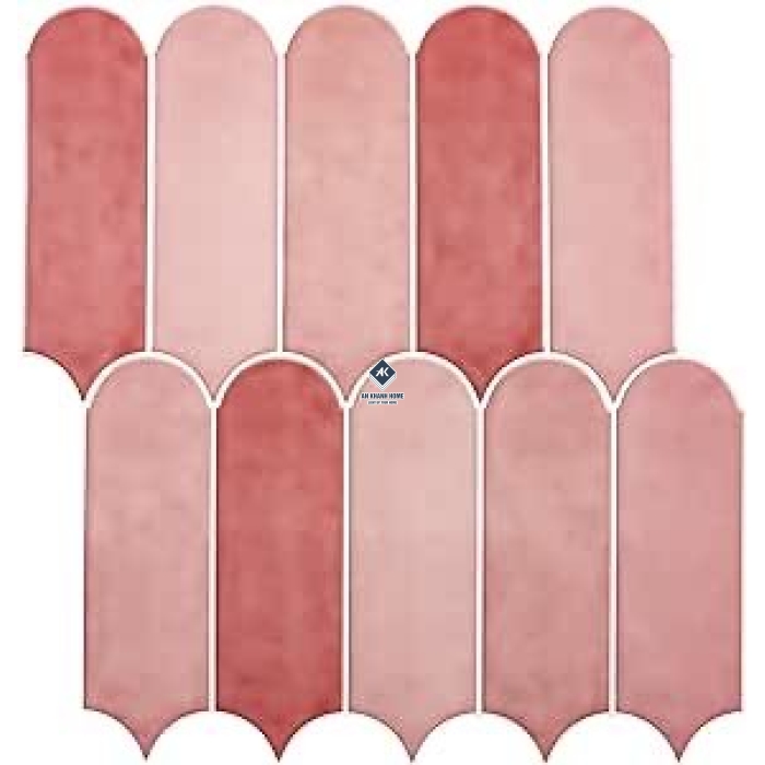 Gạch thẻ lông vũ màu hồng bề mặt bóng gợn sóng