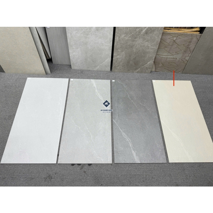 Gạch 60x120 màu kem nhạt vân đá Palato Sand hiệu ứng sần nhẹ punch GHR cao cấp