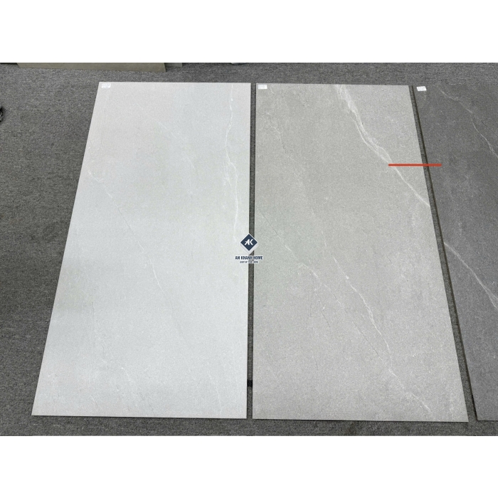 Gạch 60x120 màu xám trung tính  vân đá Palato Cappuccino hiệu ứng sần nhẹ punch GHR cao cấp