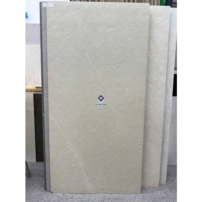 Gạch 60x120 màu kem nhạt vân đá Palato Sand hiệu ứng sần nhẹ punch GHR cao cấp