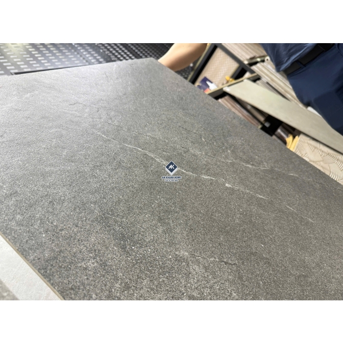 Gạch 60x120 màu xám nâu đậm vân đá Palato Coffee hiệu ứng sần nhẹ punch GHR cao cấp