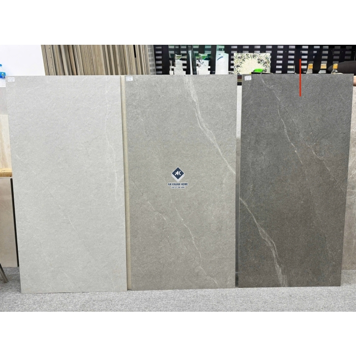 Gạch 60x120 màu xám nâu đậm vân đá Palato Coffee hiệu ứng sần nhẹ punch GHR cao cấp