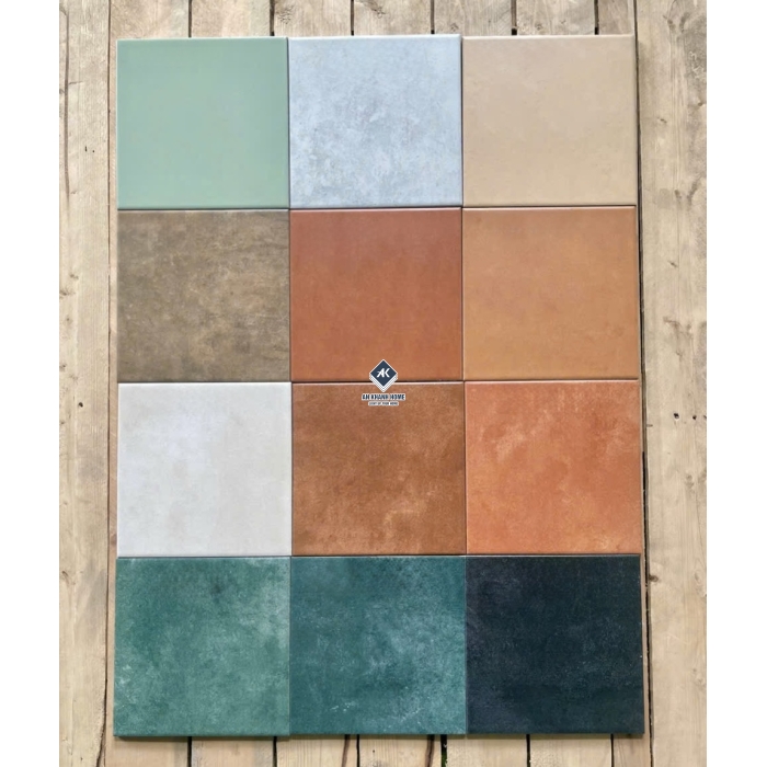 Bộ gạch bông màu đơn sắc 20x20 vân loang bề mặt mờ