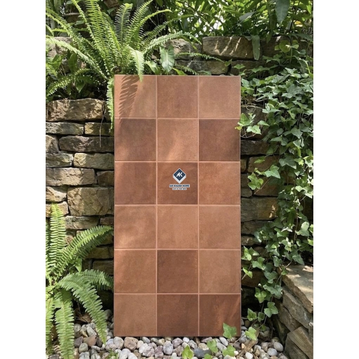 Gạch 30x60 giả thẻ vuông màu nâu đỏ màu cánh dán hiệu ứng màu ngẫu nhiên bề mặt sóng