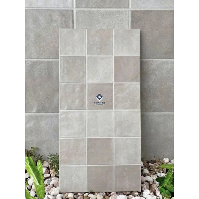 Gạch 30x60 giả thẻ vuông màu xám kem hiệu ứng màu ngẫu nhiên bề mặt sóng