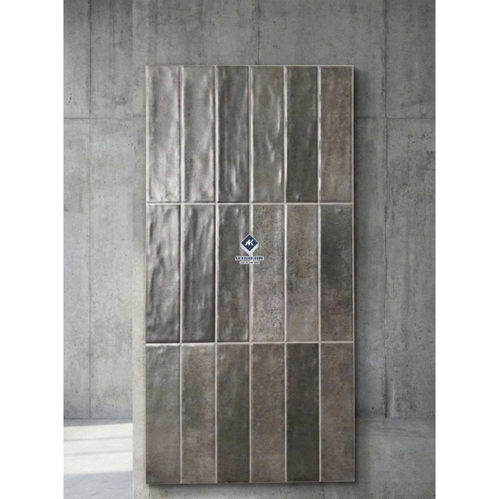 Gạch 30x60 giả thẻ chữ nhật màu xám đen hiệu ứng màu ngẫu nhiên bề mặt sóng