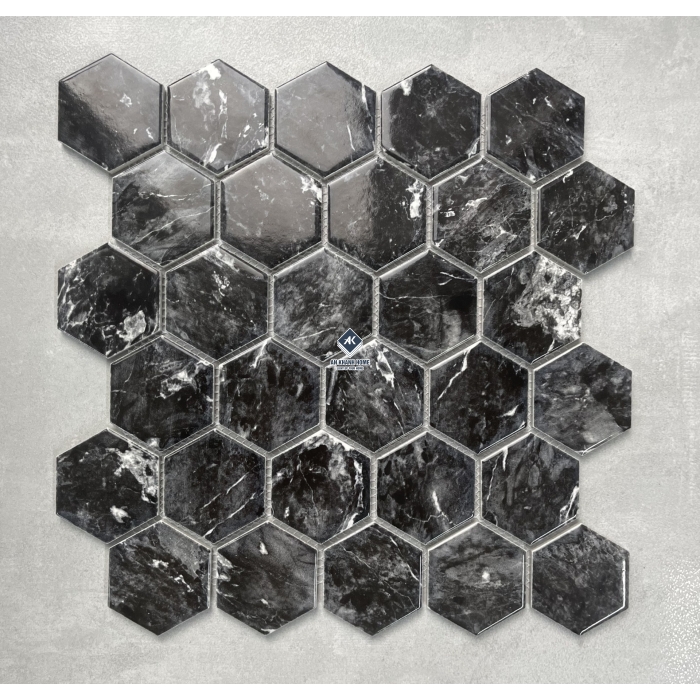 Gạch mosaic lục giác bóng - mờ - đơn sắc - vân đá các loại