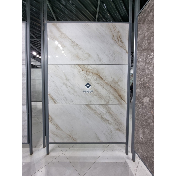 Gạch 80x160 màu kem đá vệt nâu Volcas Radico bóng